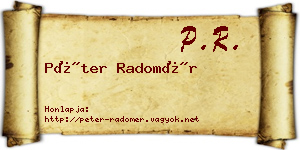 Péter Radomér névjegykártya